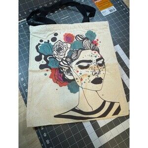 Art Print Canvas Tote – Beautiful Woman Graphic – 17"x15"